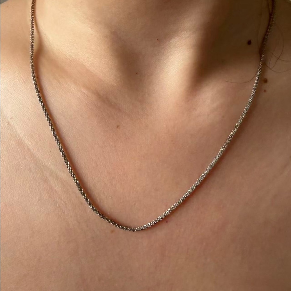 Twisted Rope Necklace in Silver Tone - Elegant Women’s Jewelry